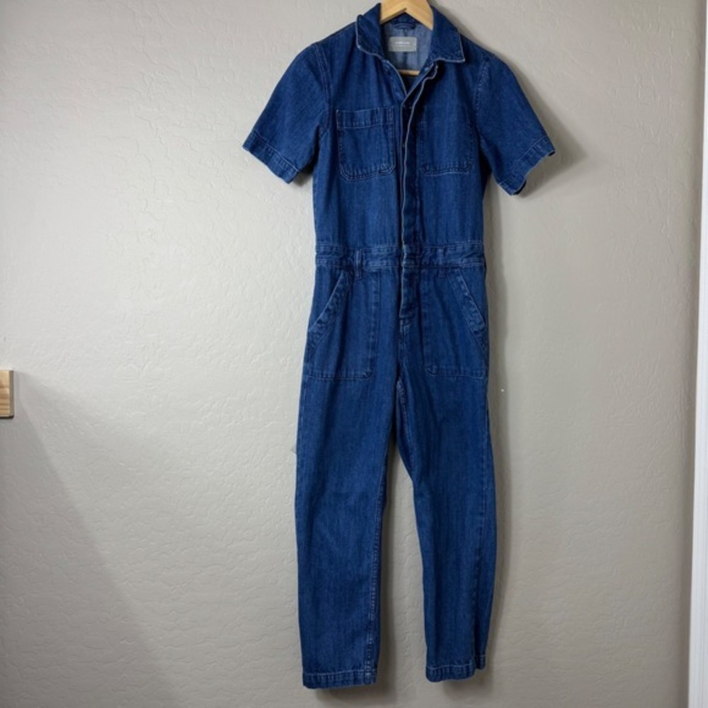 Everlane The Short Sleeve Denim Coverall Womens 0 Jumpsuit Utility Boilersuit
